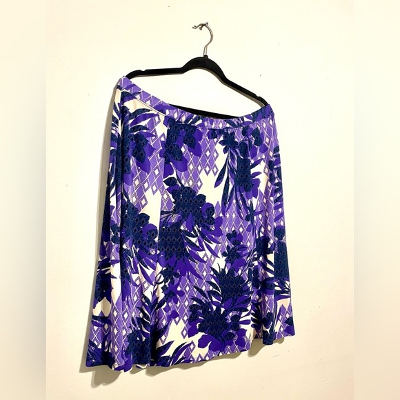 JACLYN SMITH FLORAL PURPLE MIDI SKIRT SUMMER SPRING OFFICE SIZE XXL - Picture 2 of 8